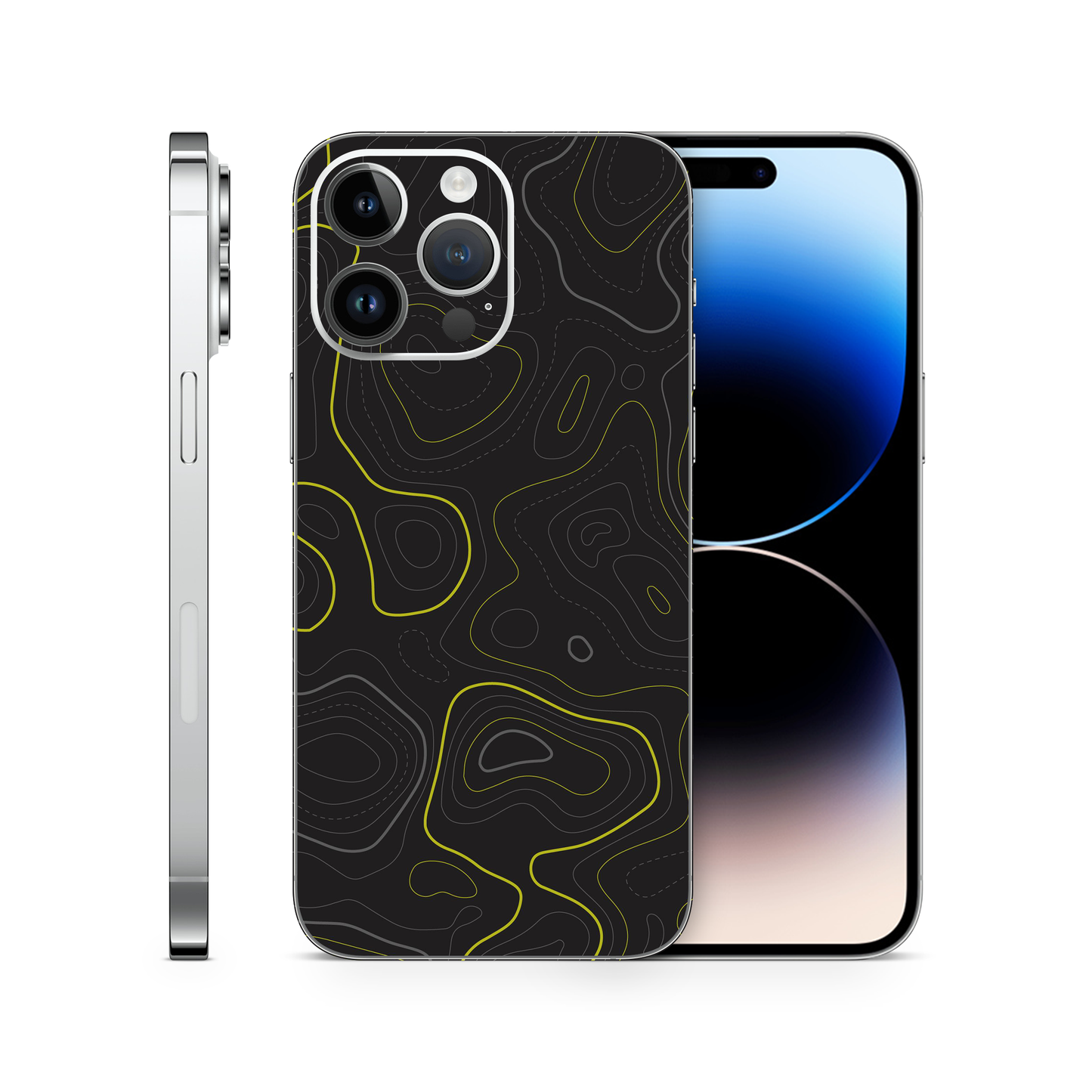 Lime Green Topographic Phone Skins Compatible With iPhone