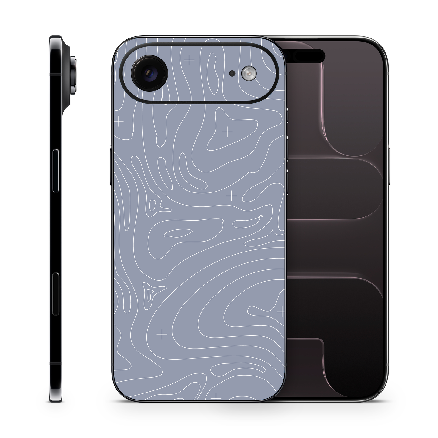Gray Topographic Phone Skins Compatible With iPhone