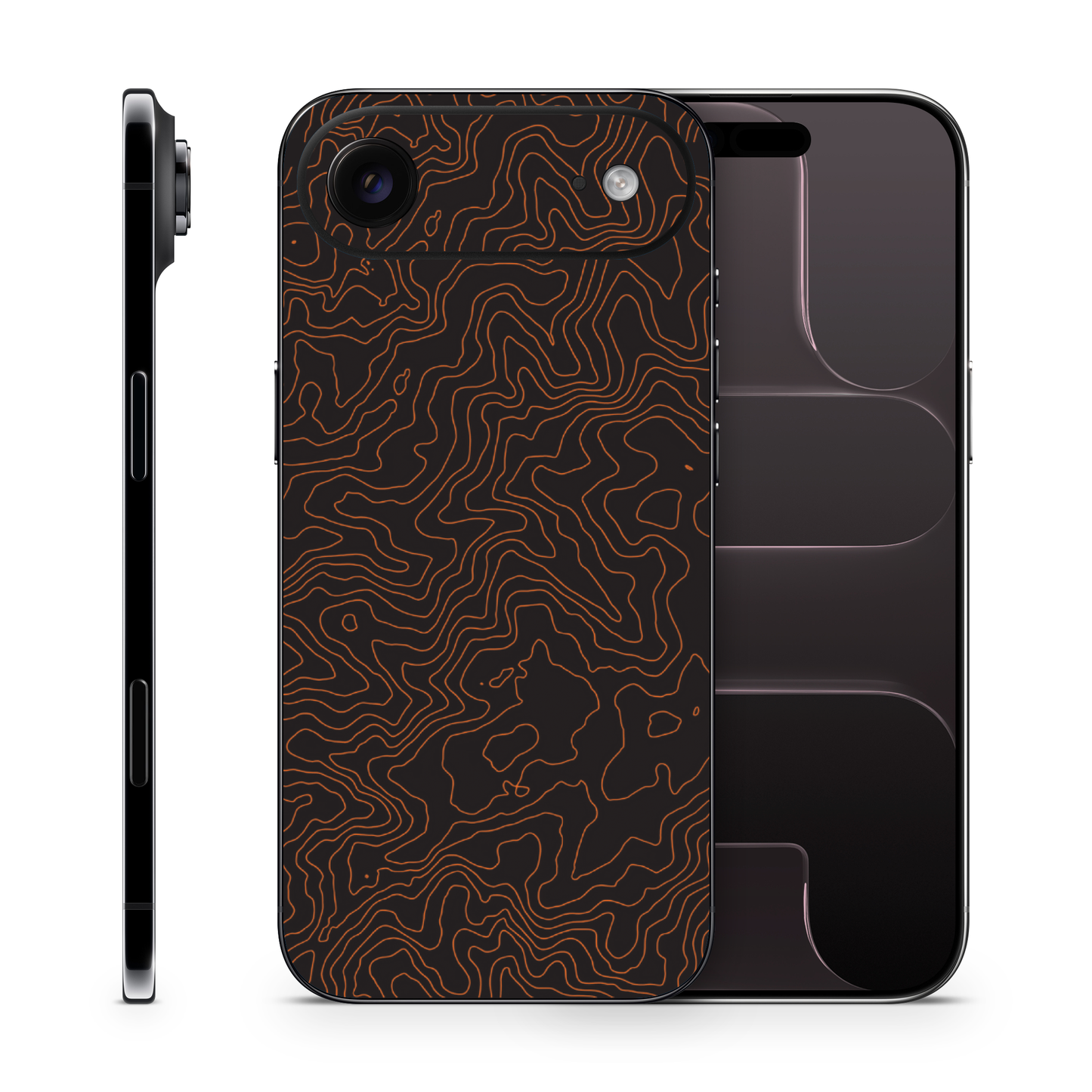 Topographic Orange and Black Compatible With Iphone