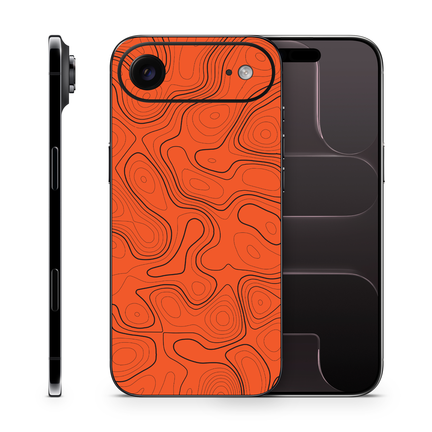 Topographic Orange Phone Skin Compatible With Iphone