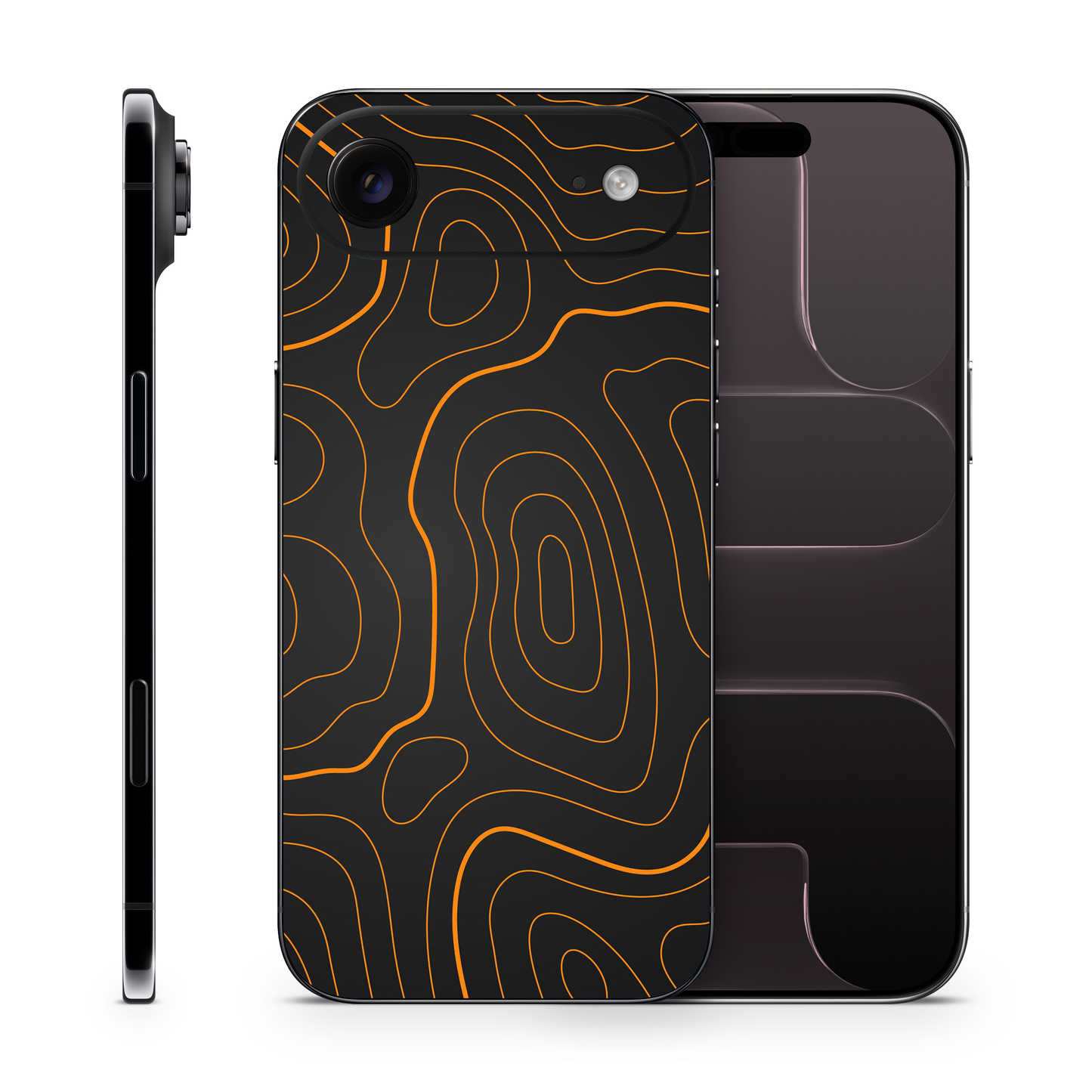 Orange Topographic Phone Skins Compatible With iPhone