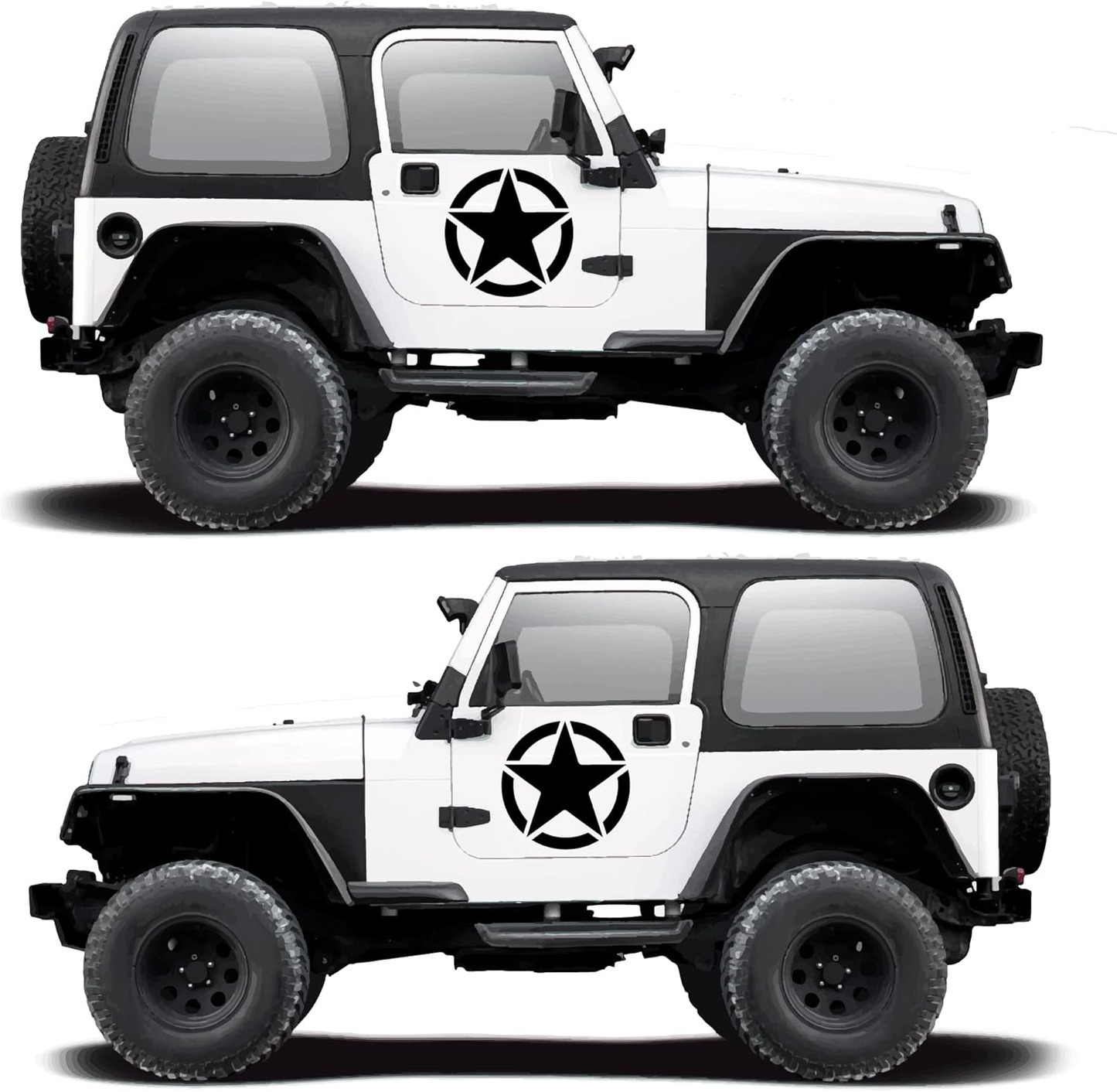 Military Star Car & Truck Decals – Set of 2 | Heavy-Duty Off-Road Vinyl Stickers | Universal Fit for All Vehicles