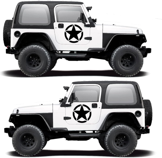 Military Star Car & Truck Decals – Set of 2 | Heavy-Duty Off-Road Vinyl Stickers | Universal Fit for All Vehicles