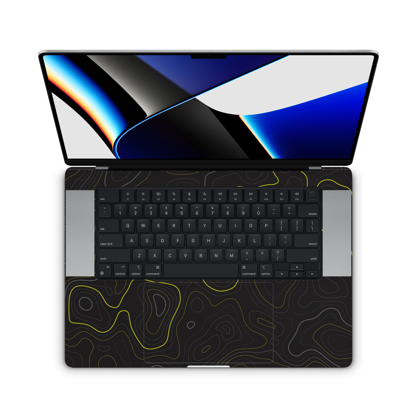 Lime Green Topographic Vinyl Skins Compatible with MacBook Pro