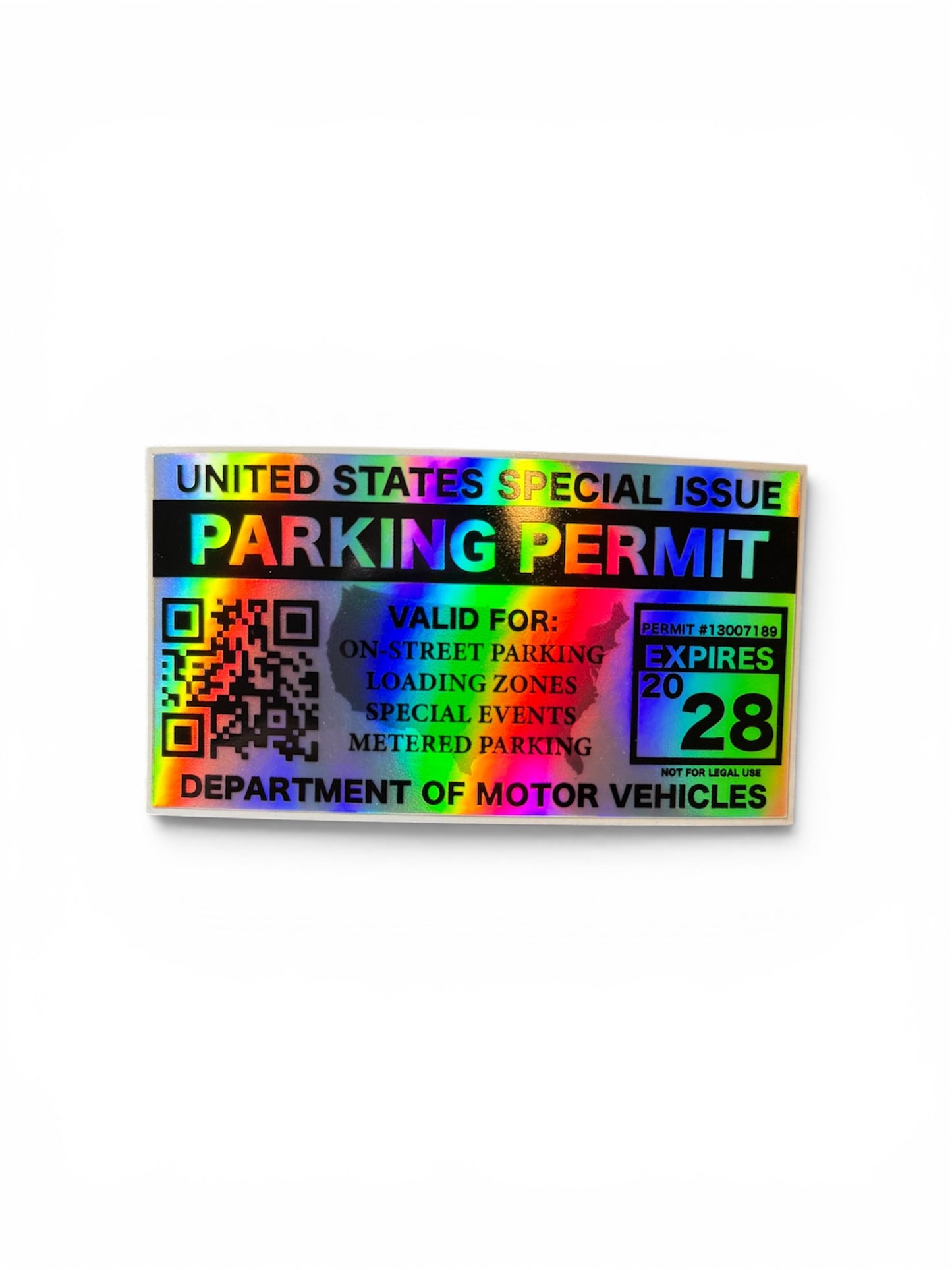 United States Parking Permit Funny Vinyl Holographic Decal Sticker