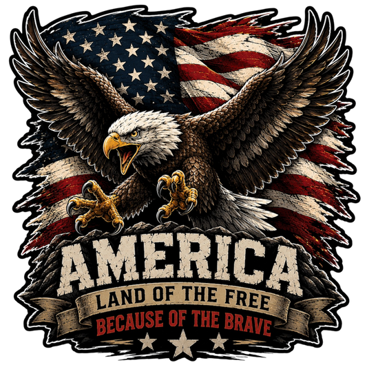 Patriotic Bald Eagle American Flag Vinyl Decal | Land of the Free Eagle Sticker | USA Freedom Decal | Military Veteran Gift | Truck, Jeep & Window Sticker