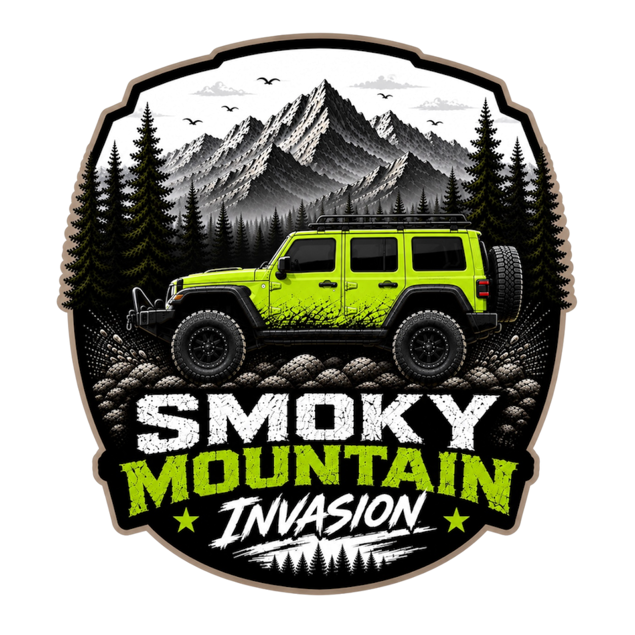 Smoky Mountain Invasion Premium Vinyl Decal | Off-Road Adventure Sticker | Mountain Trail Badge | 4x4 Enthusiast Decal