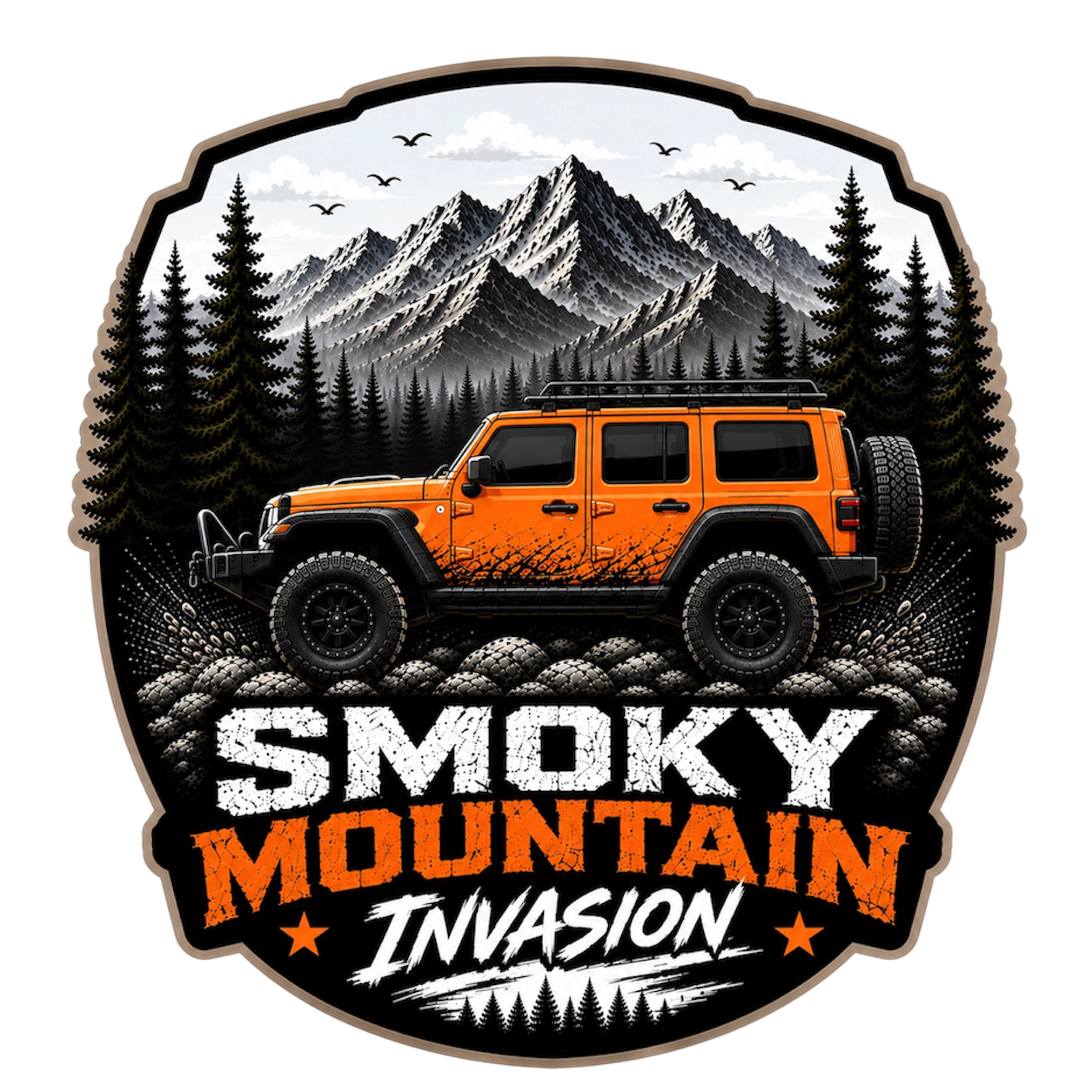 Smoky Mountain Invasion Premium Vinyl Decal | Off-Road Adventure Sticker | Mountain Trail Badge | 4x4 Enthusiast Decal