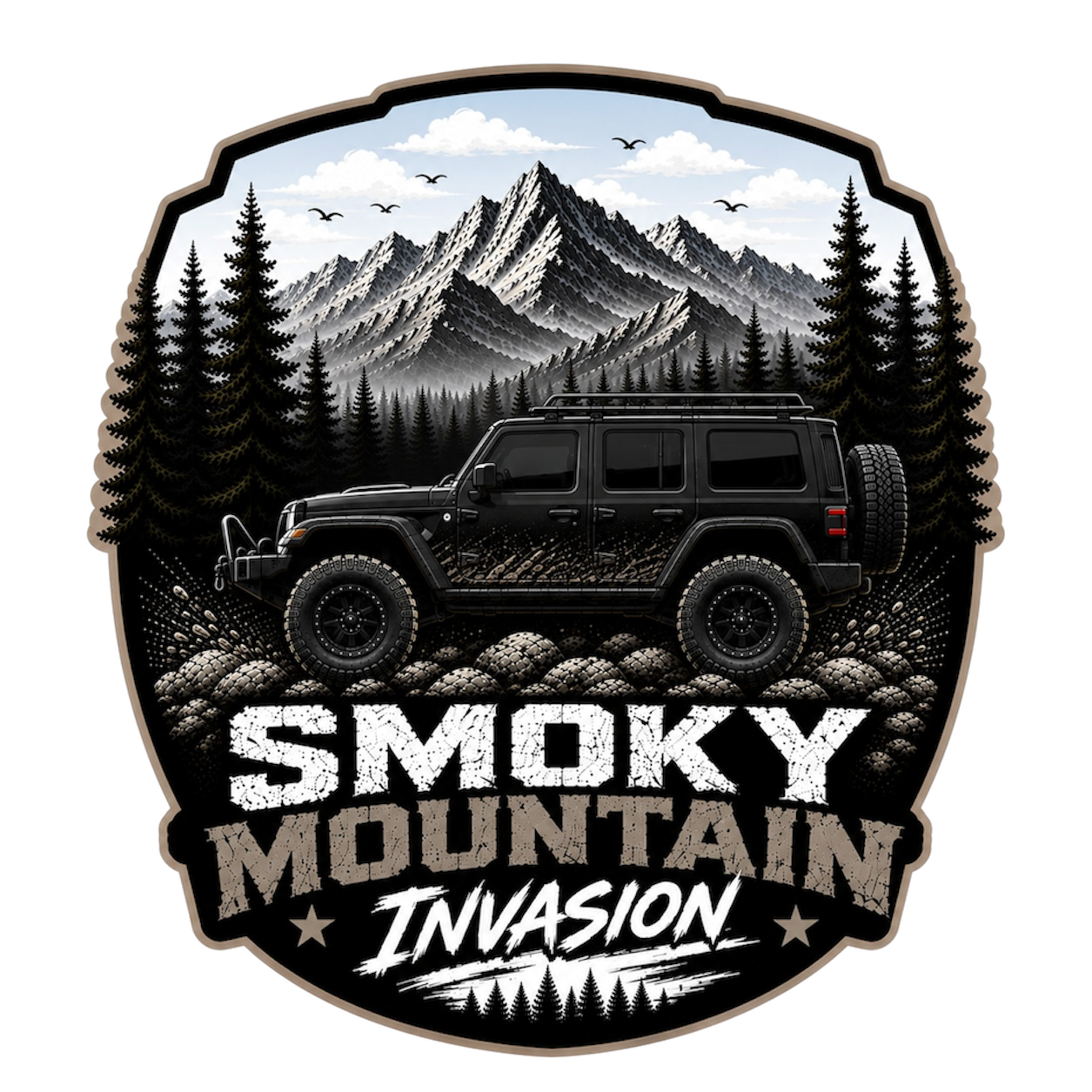 Smoky Mountain Invasion Premium Vinyl Decal | Off-Road Adventure Sticker | Mountain Trail Badge | 4x4 Enthusiast Decal