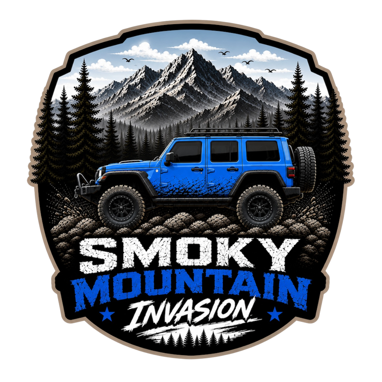 Smoky Mountain Invasion Premium Vinyl Decal | Off-Road Adventure Sticker | Mountain Trail Badge | 4x4 Enthusiast Decal