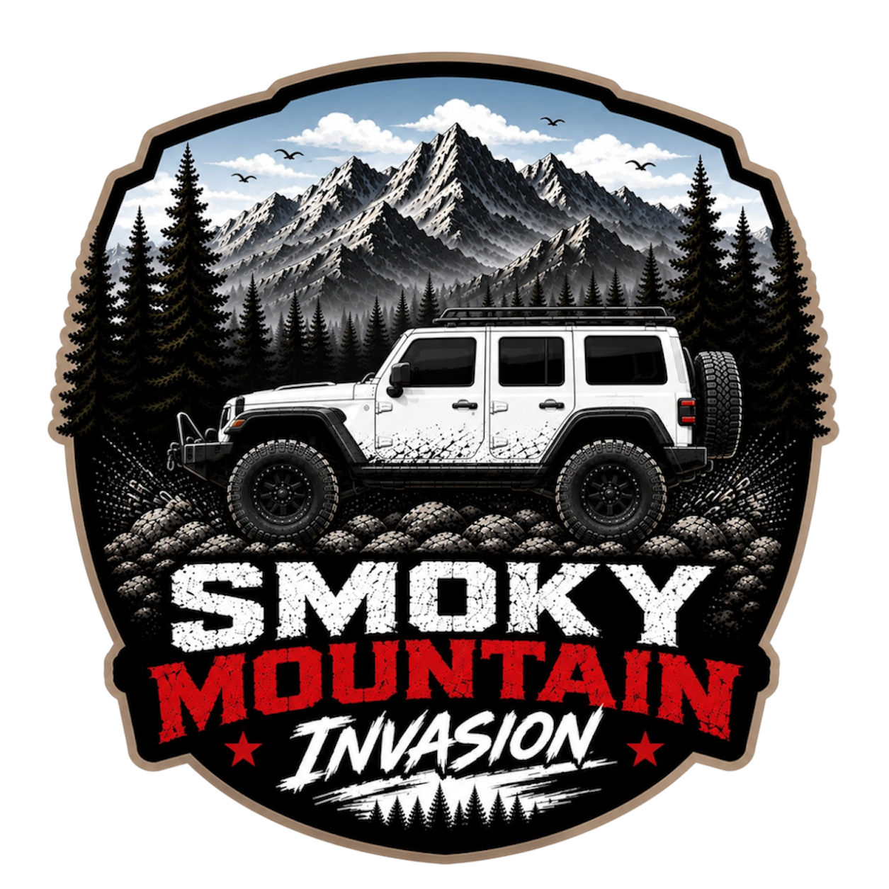 Smoky Mountain Invasion Premium Vinyl Decal | Off-Road Adventure Sticker | Mountain Trail Badge | 4x4 Enthusiast Decal