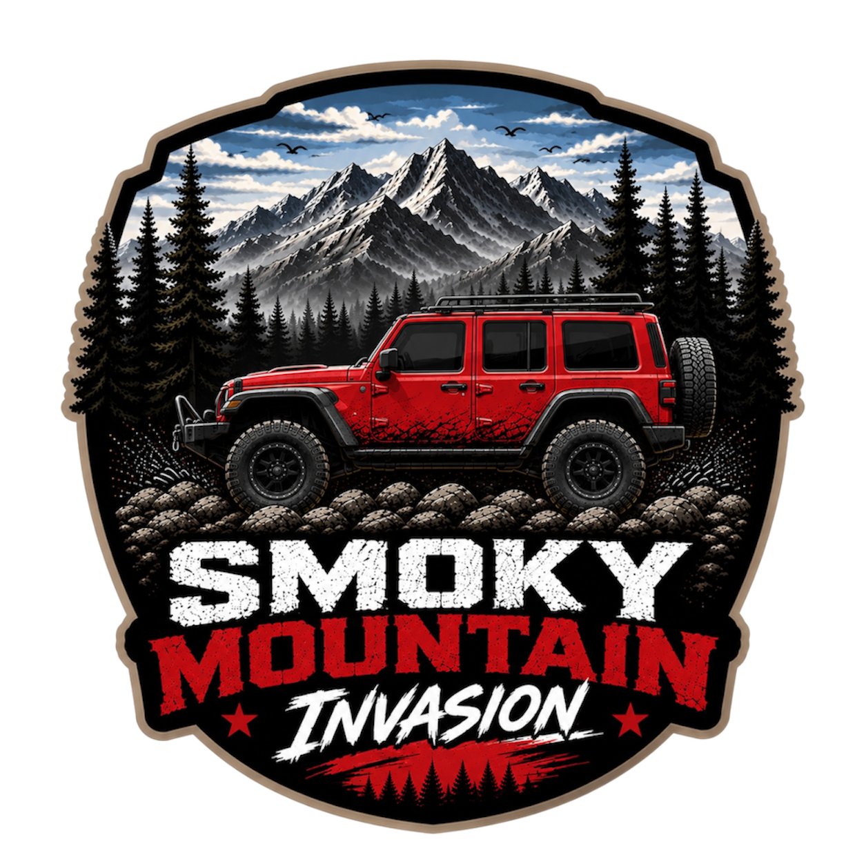 Smoky Mountain Invasion Premium Vinyl Decal | Off-Road Adventure Sticker | Mountain Trail Badge | 4x4 Enthusiast Decal