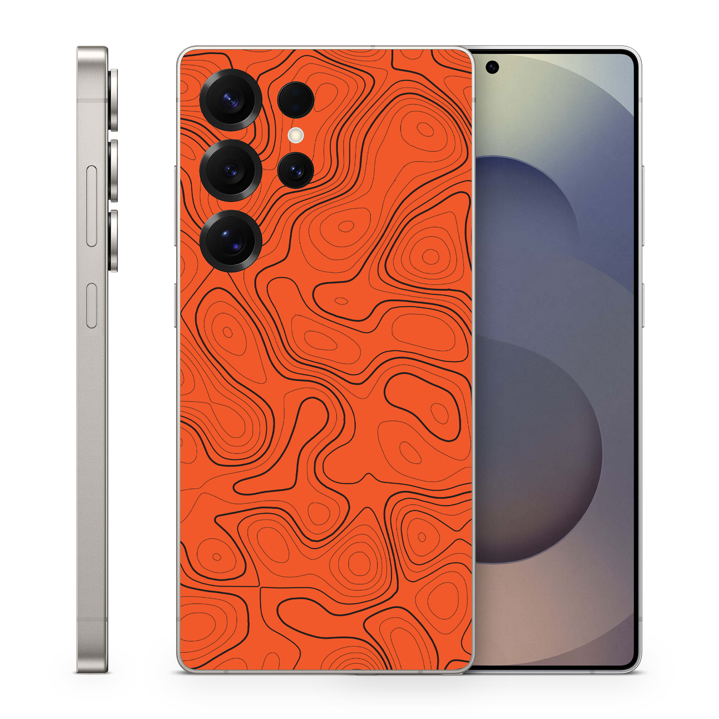 Topographic Orange Phone Skin Compatible With Samsung Galaxy S Ultra
