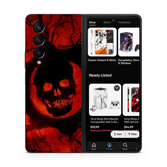 Samsung Z Fold Vinyl Skin Gears Skull Decal