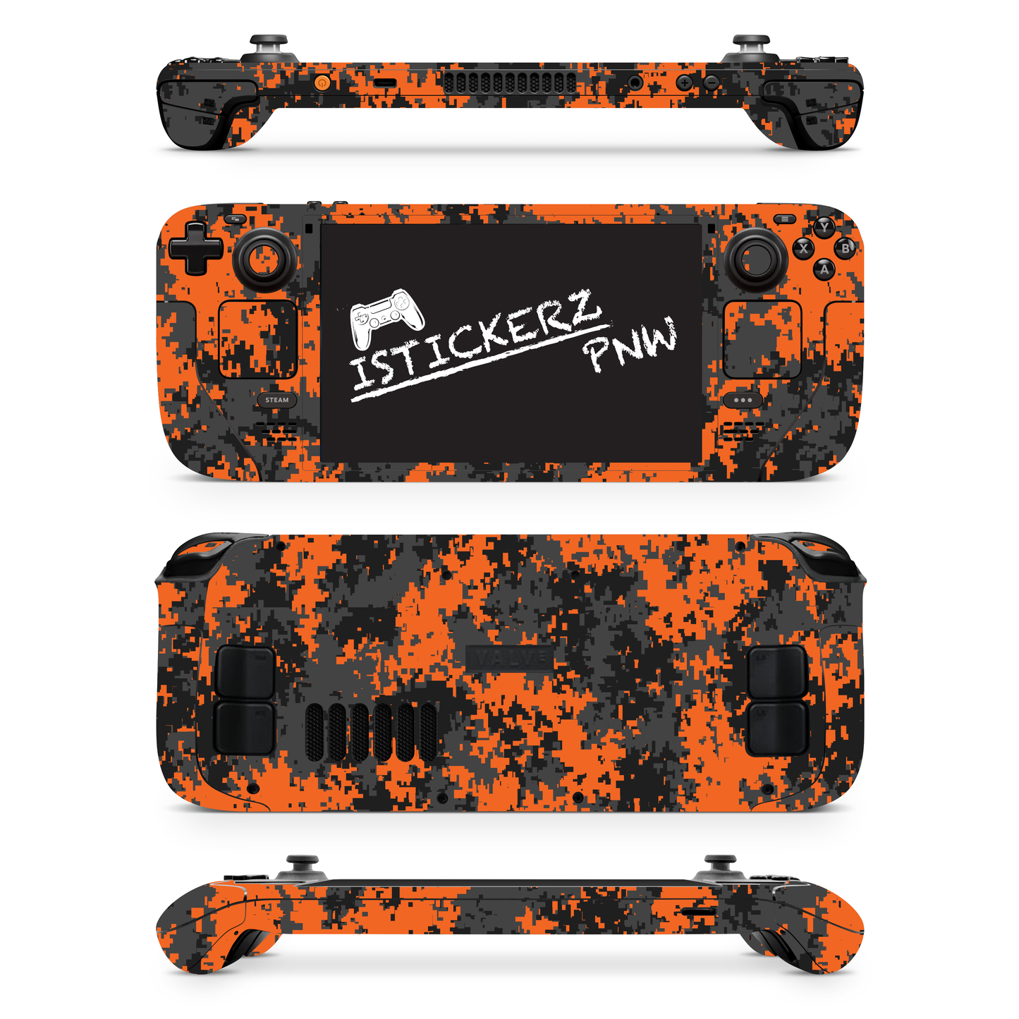 Orange Camo Vinyl Wrap Skin Compatible with Steam Deck OLED