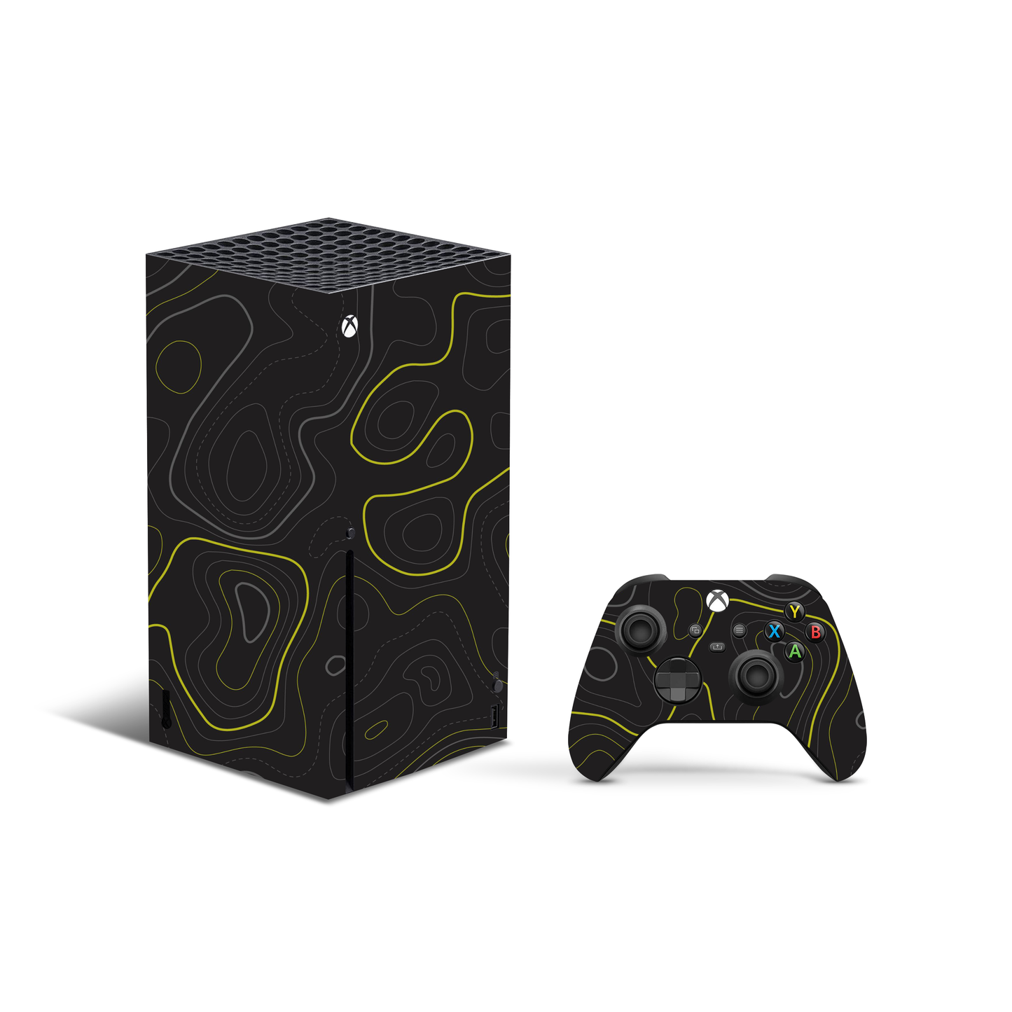 Compatible with Xbox Series X Console & Controller Skin – Black Topographic Map Vinyl Wrap