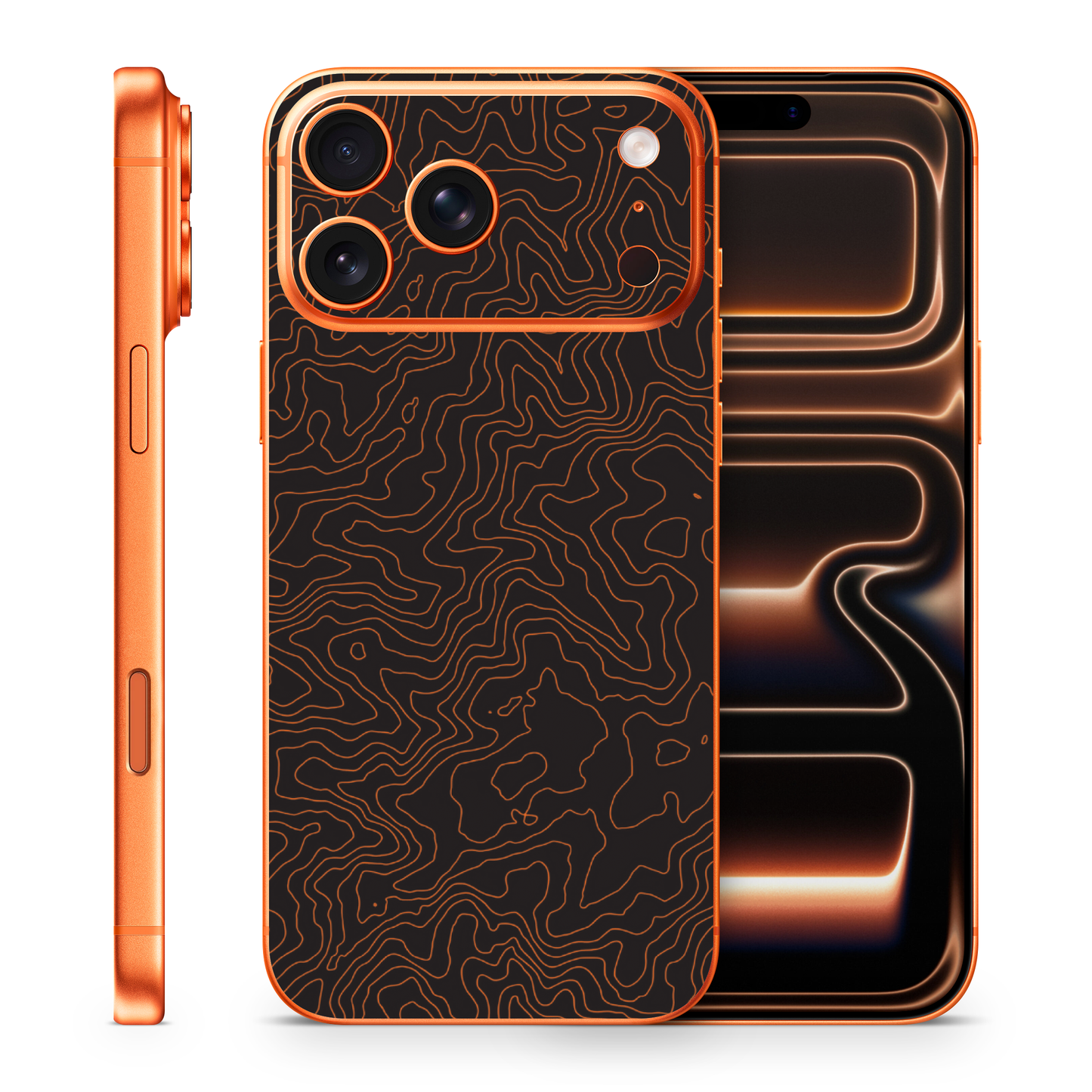 Topographic Orange and Black Compatible With Iphone