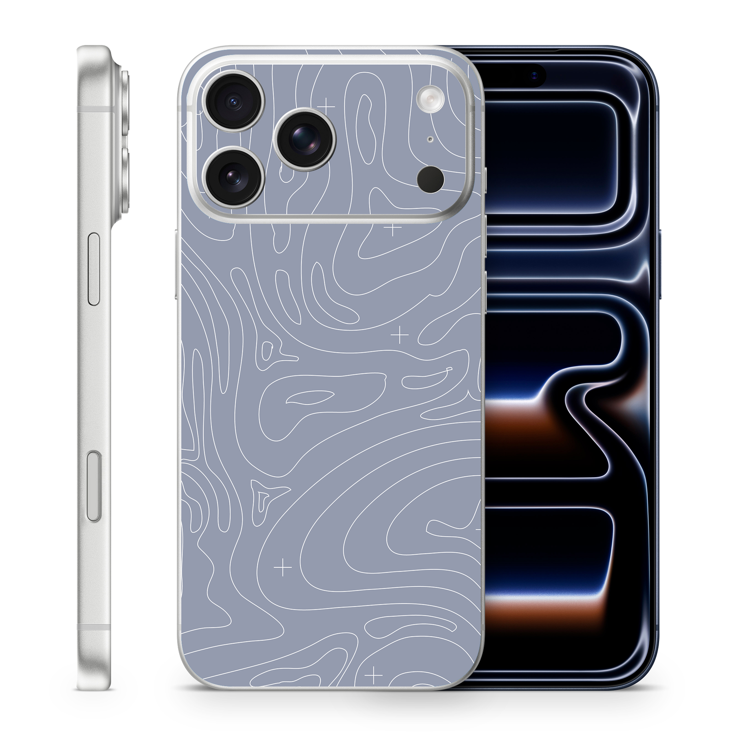 Gray Topographic Phone Skins Compatible With iPhone