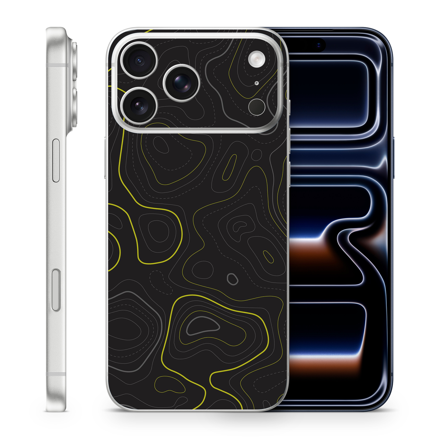 Lime Green Topographic Phone Skins Compatible With iPhone
