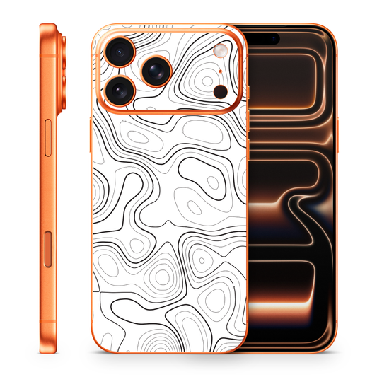 White Topographic Phone Skin Compatible With iPhone