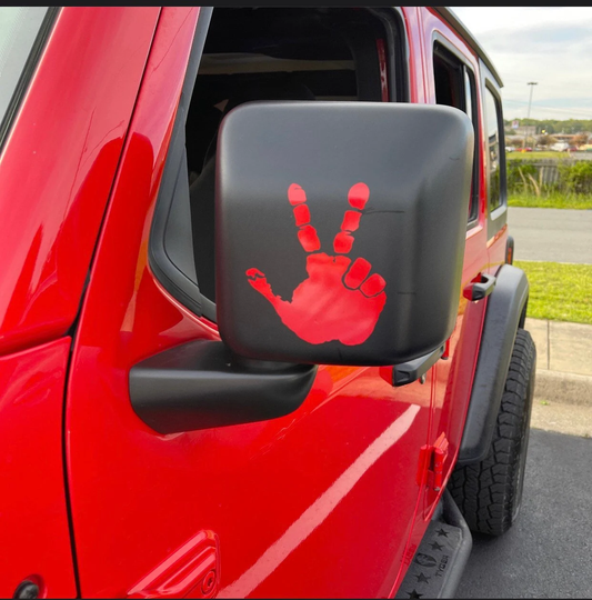 Set of Hand Wave Peace Wave Decals for Jeep Side Mirrors- Left & Right Wave decals